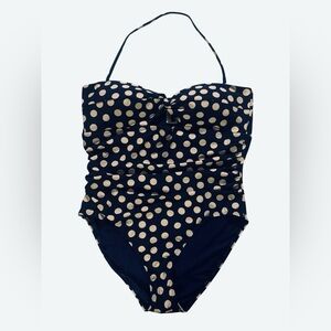 J. Crew Navy and Cream Polka Dot Women’s  Swimsuit One Piece. NWOT